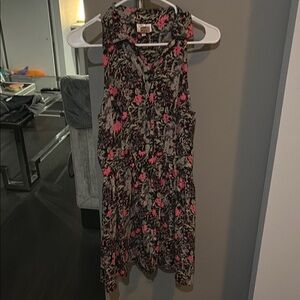 Flower pattern collared dress